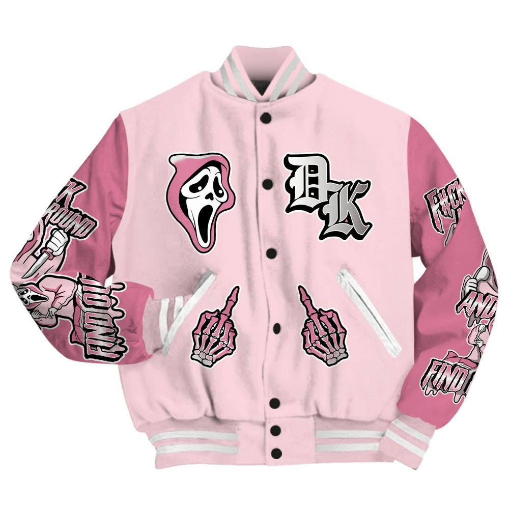 Varsity Jacket To Match GS Pearl Pink 12s - F#CK And Find Out Graphic All Over Print