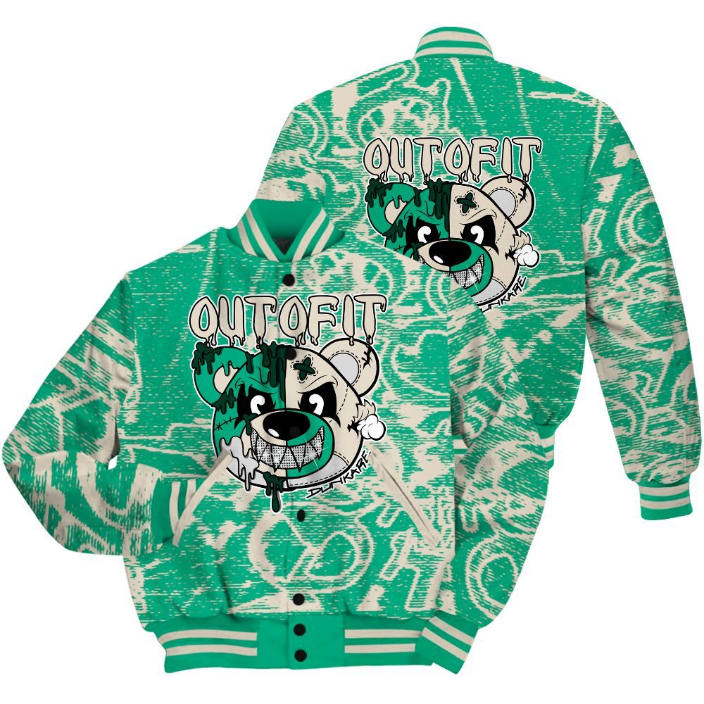 Varsity Jacket To Match Oxidized Green 4s Shirt - Out Of It Bear Avant-Garde All Over Print