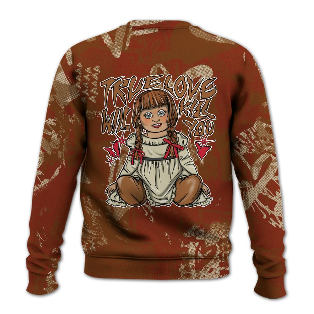 Sweatshirt To Match Archaeo Brown 5s - Genuine Loves Bear Heart Grunge All Over Print