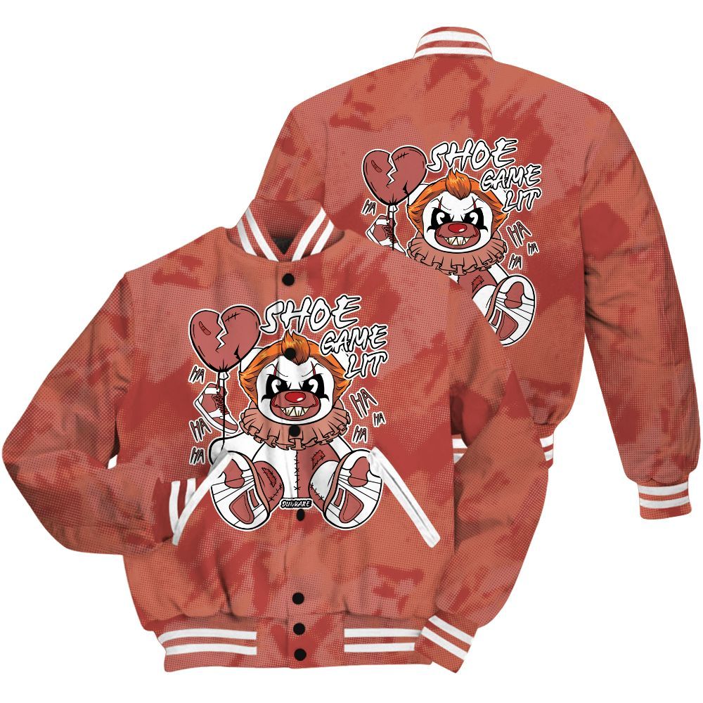Varsity Jacket To Match Dune Red 13s Shirt - Shoe Game Bear Abstract Halftone All Over Print