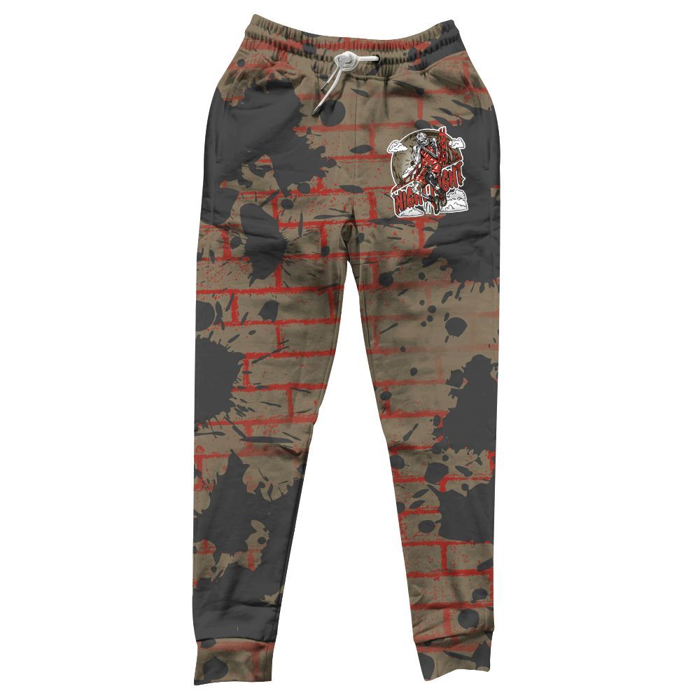Sweatpant To Match Olive 9s - Seeya Skeleton Brick All Over Print