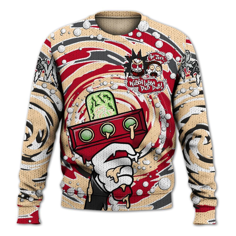 Sweater To Match Retro Pizza GS 4s - Wubba Rick Drip Graphic