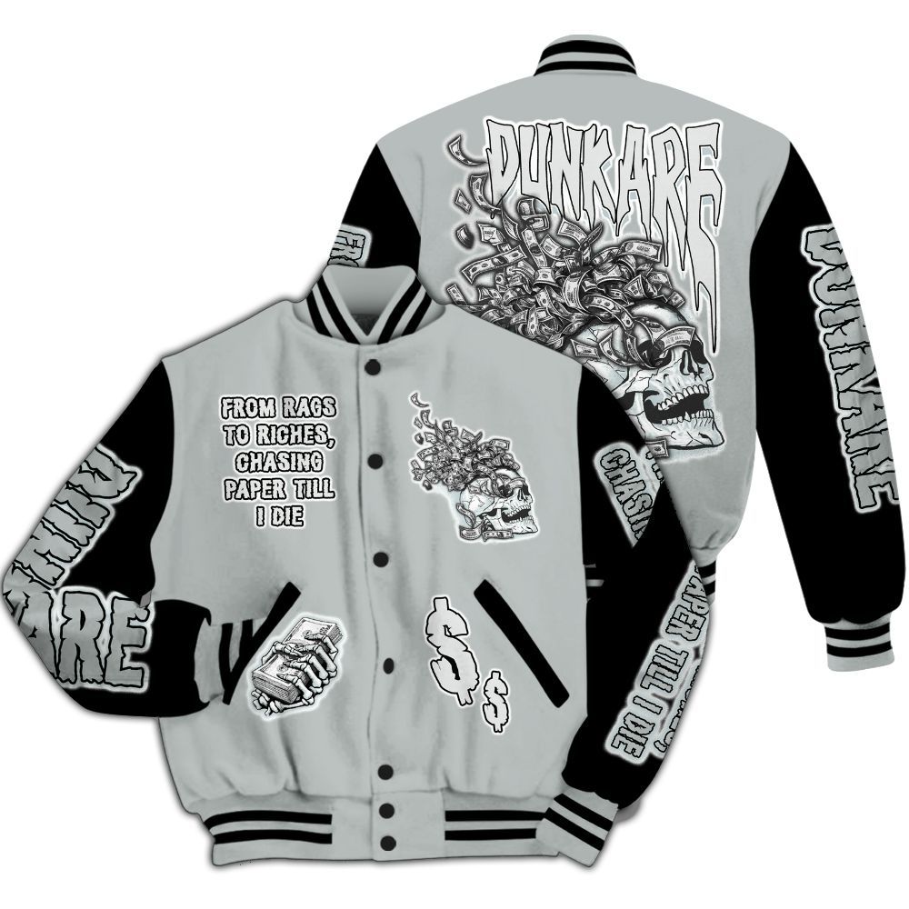 Varsity Jacket To Match Black Wolf Grey 12s - From Rags To Riches All Over Print