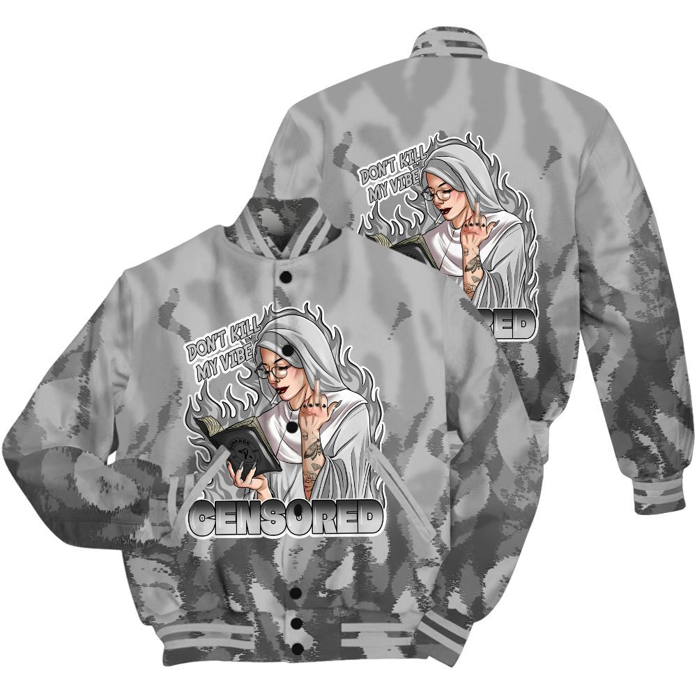 Varsity Jacket To Match Black Wolf Grey 12s Shirt - Censoredz Burn All Over Print