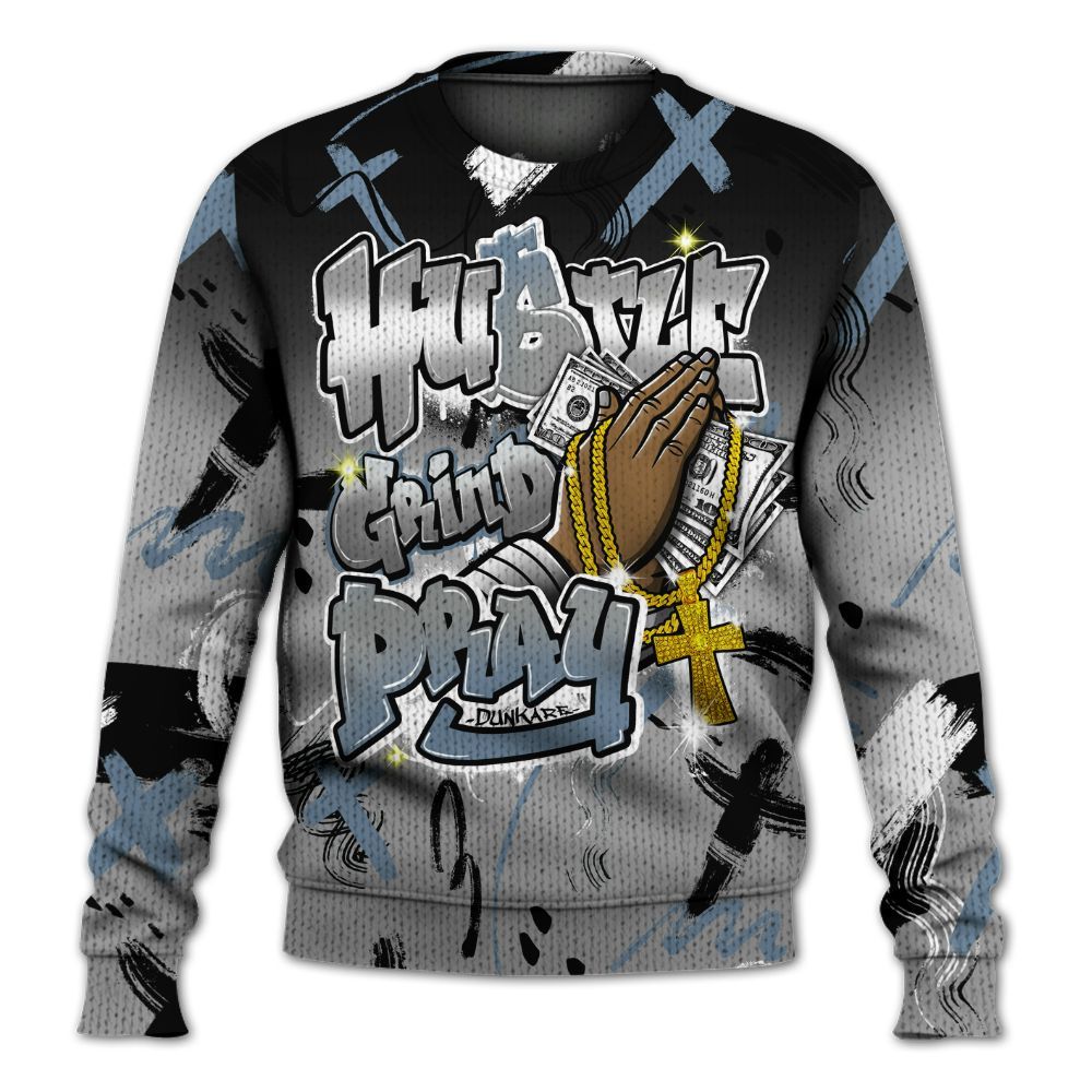 Knitted Sweater To Match Black Chrome 6s - Money Hustle Grind Pray