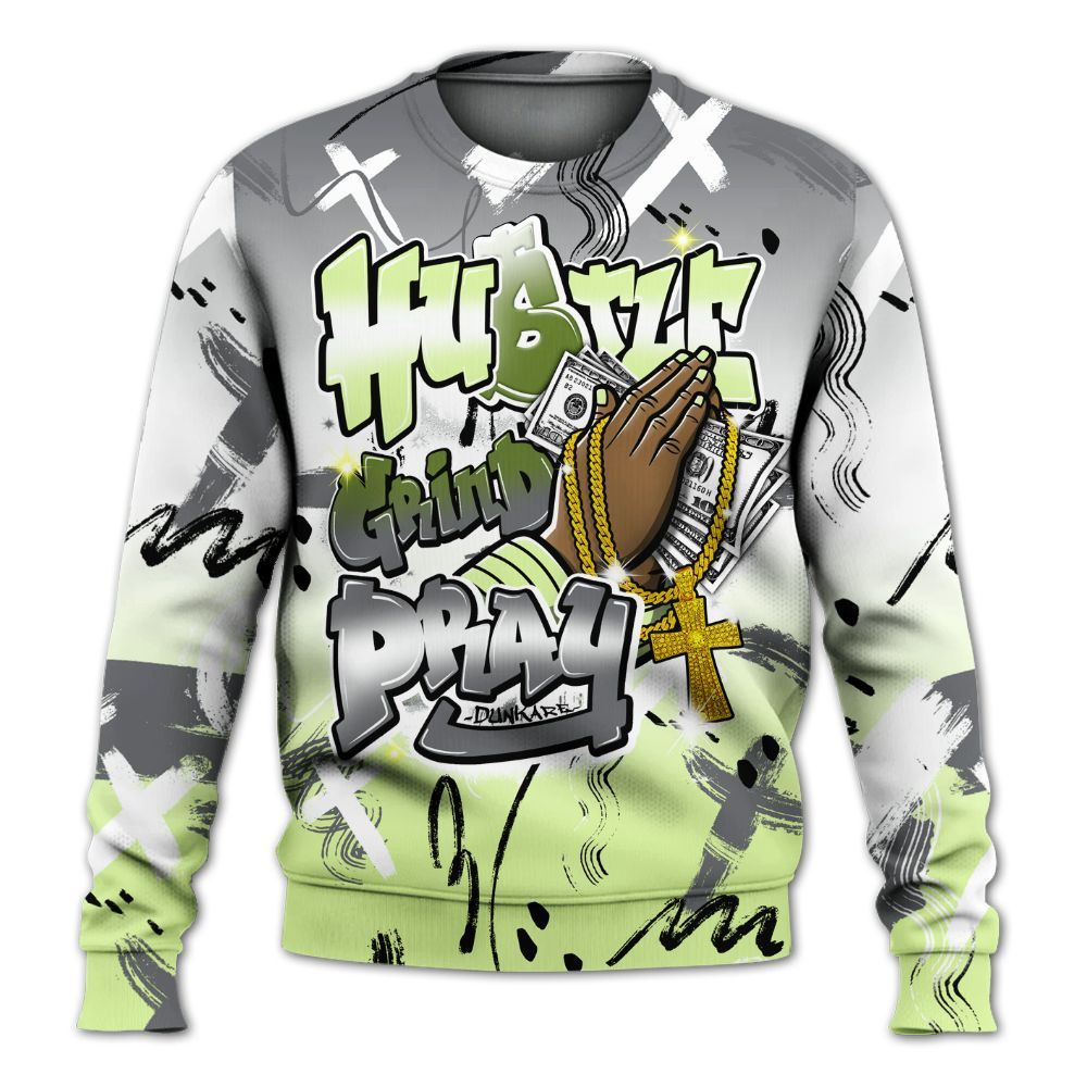 Sweatshirt To Match Smoke Grey Volt TR 1s - Money Hustle Grind Pray All Over Print