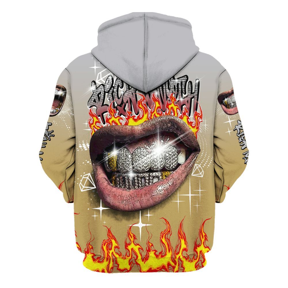 Hoodie To Match Kobe 4 Gold Medal - Rich Mouth Fire Rap Retro 90s All Over Print