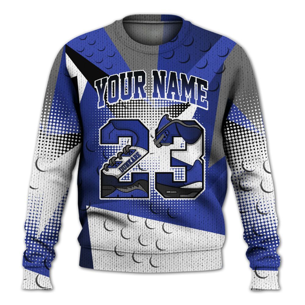 Knitted Sweater To Match Air Max Plus Black Racer Blue - Poly Custom Name Number 23 5s