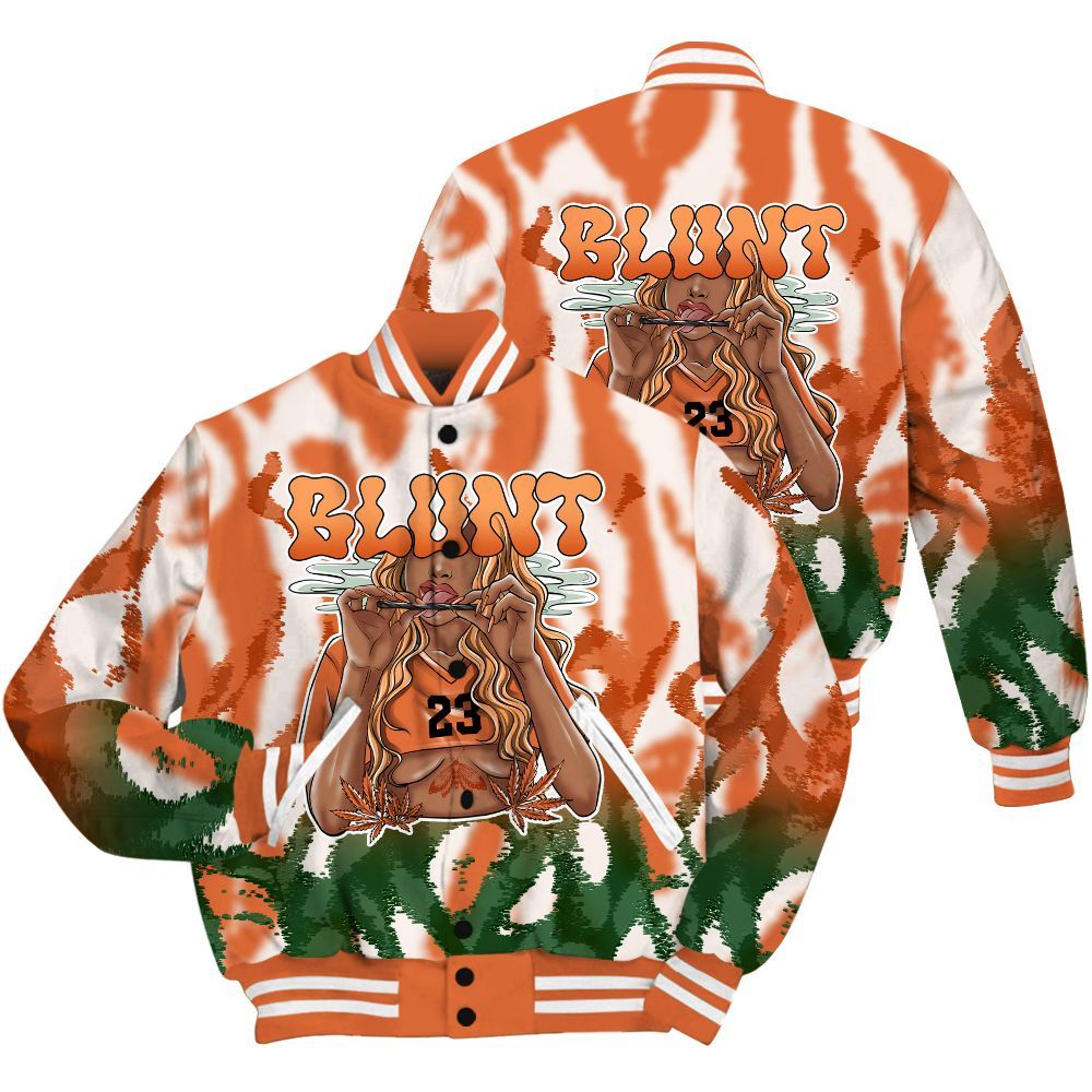 Varsity Jacket To Match Low Miami 5s Shirt - Bluntz Burnz All Over Print