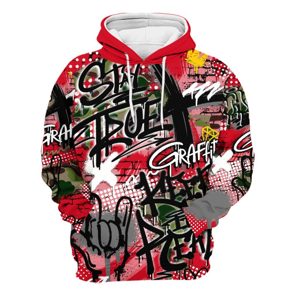 Hoodie To Match Air Max 90 Duck Camo Red - True It Real Graffiti Streetwear All Over Print