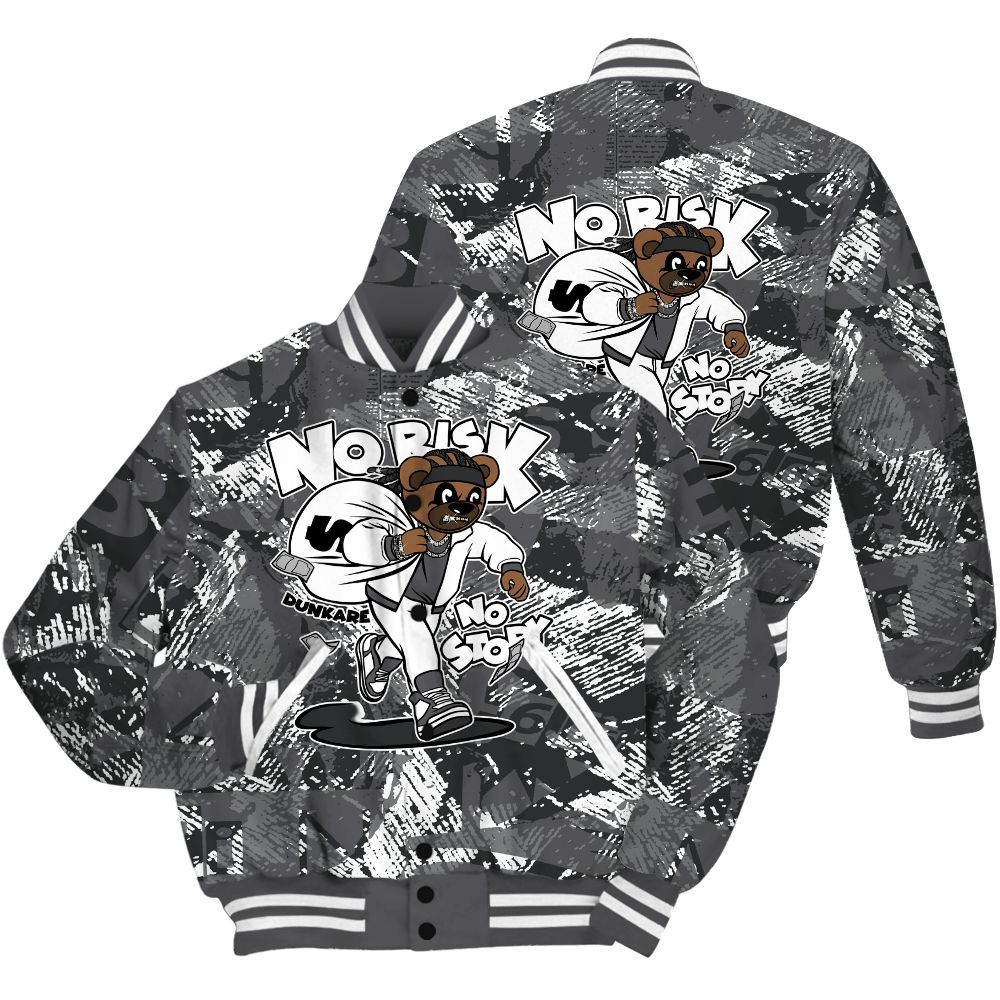 Varsity Jacket To Match White Thunder 4s Shirt - Certain Bear Abstract Graffiti All Over Print