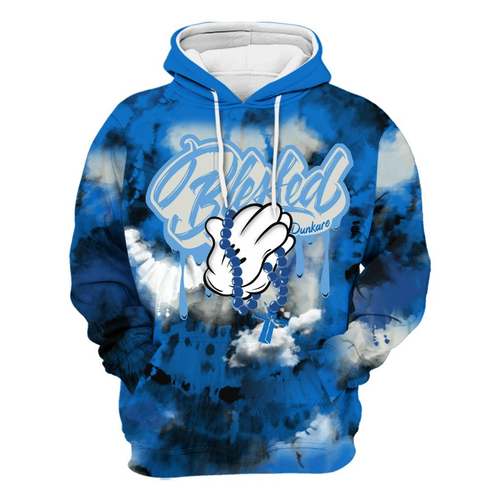 Hoodie To Match Blueberry 12s - God Blessed Tie Dye All Over Print