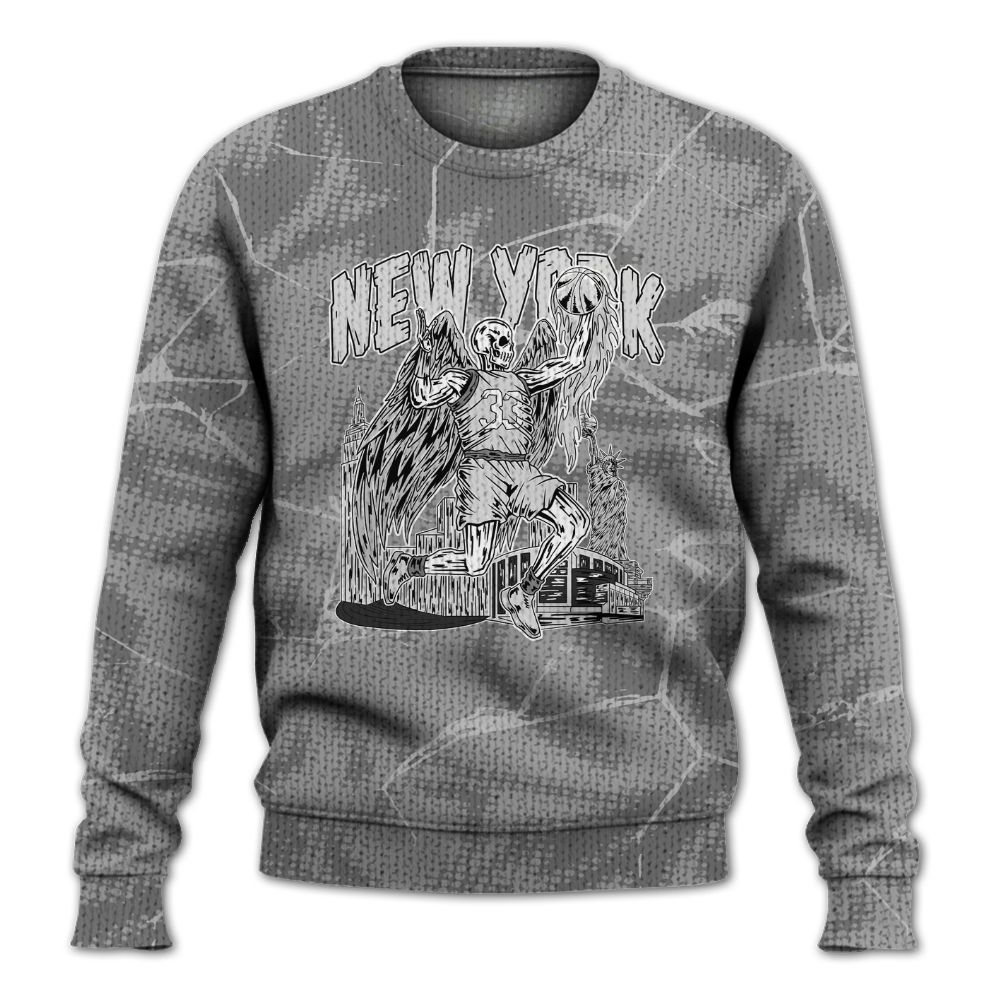 Knitted Sweater To Match Black Wolf Grey 12s - Ewing Era Skeleton Crack