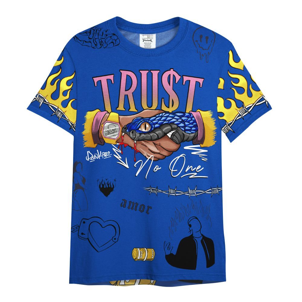 Shirt To Match Brazil Racer Blue Yellow 3s - Snake Trust No One All Over Print