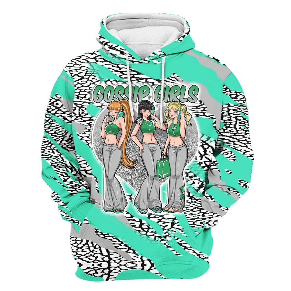 Hoodie To Match Black Green Glow 3s - Gossip'Girls All Over Print