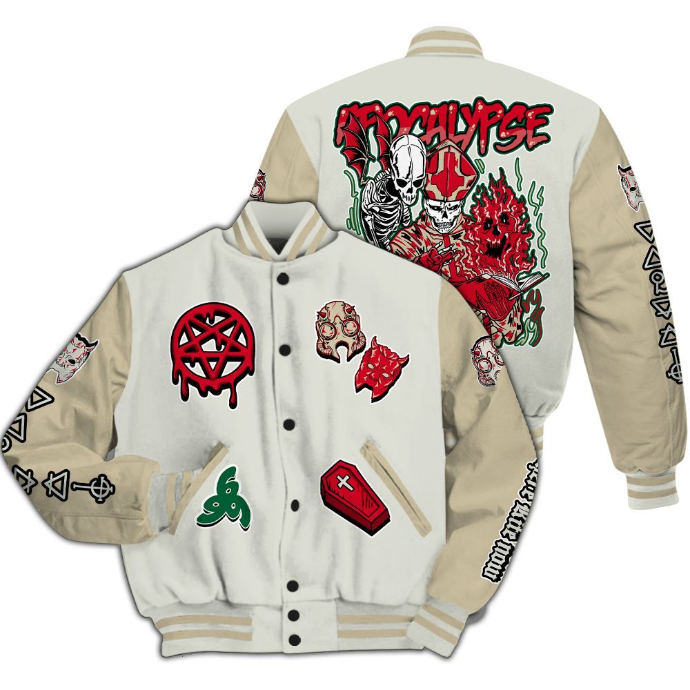 Varsity Jacket To Match El Grito 5s - Apocalypse Skeleton All Over Print