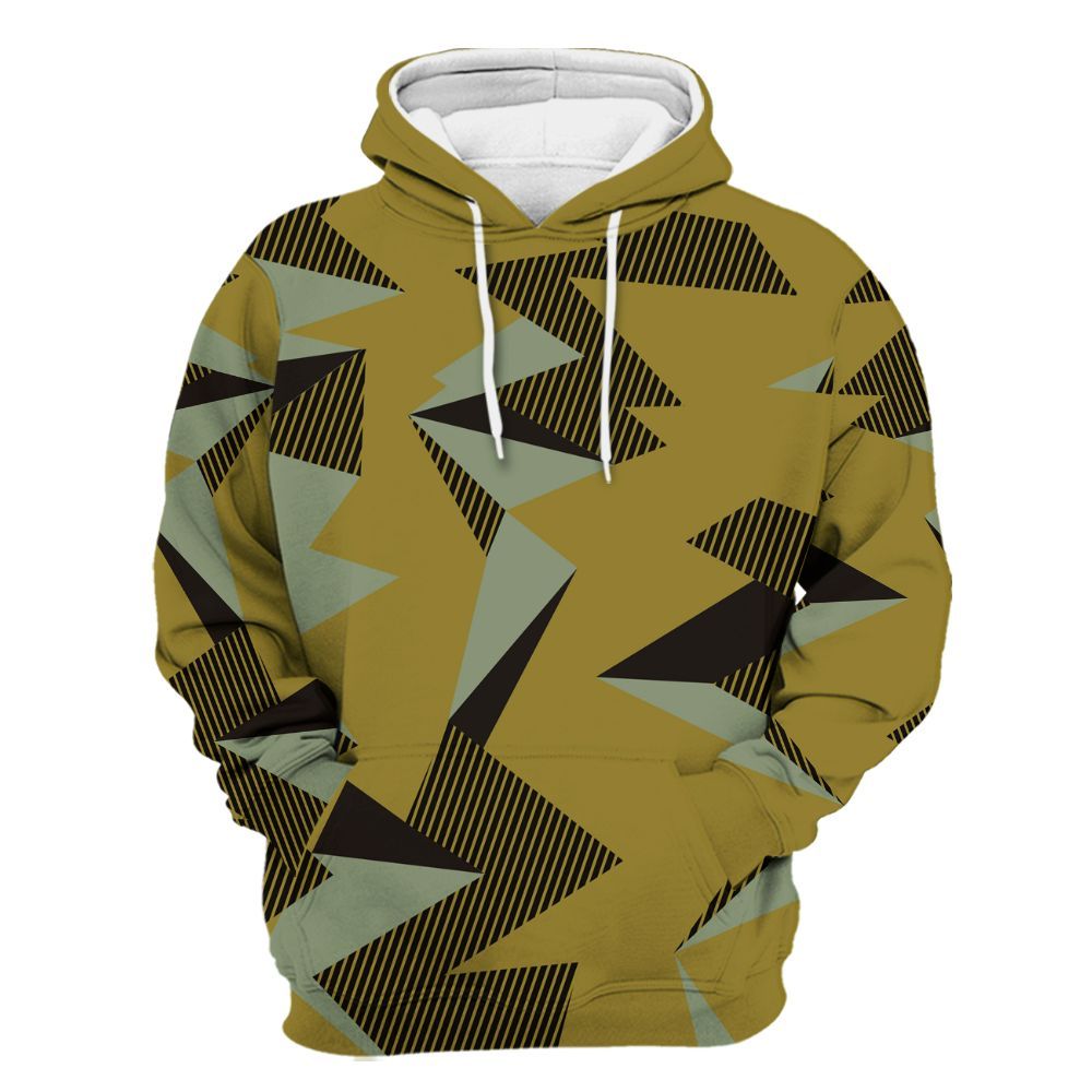 Hoodie To Match Air Flightposite Metallic Gold - Geometric Camouflage Pattern All Over Print