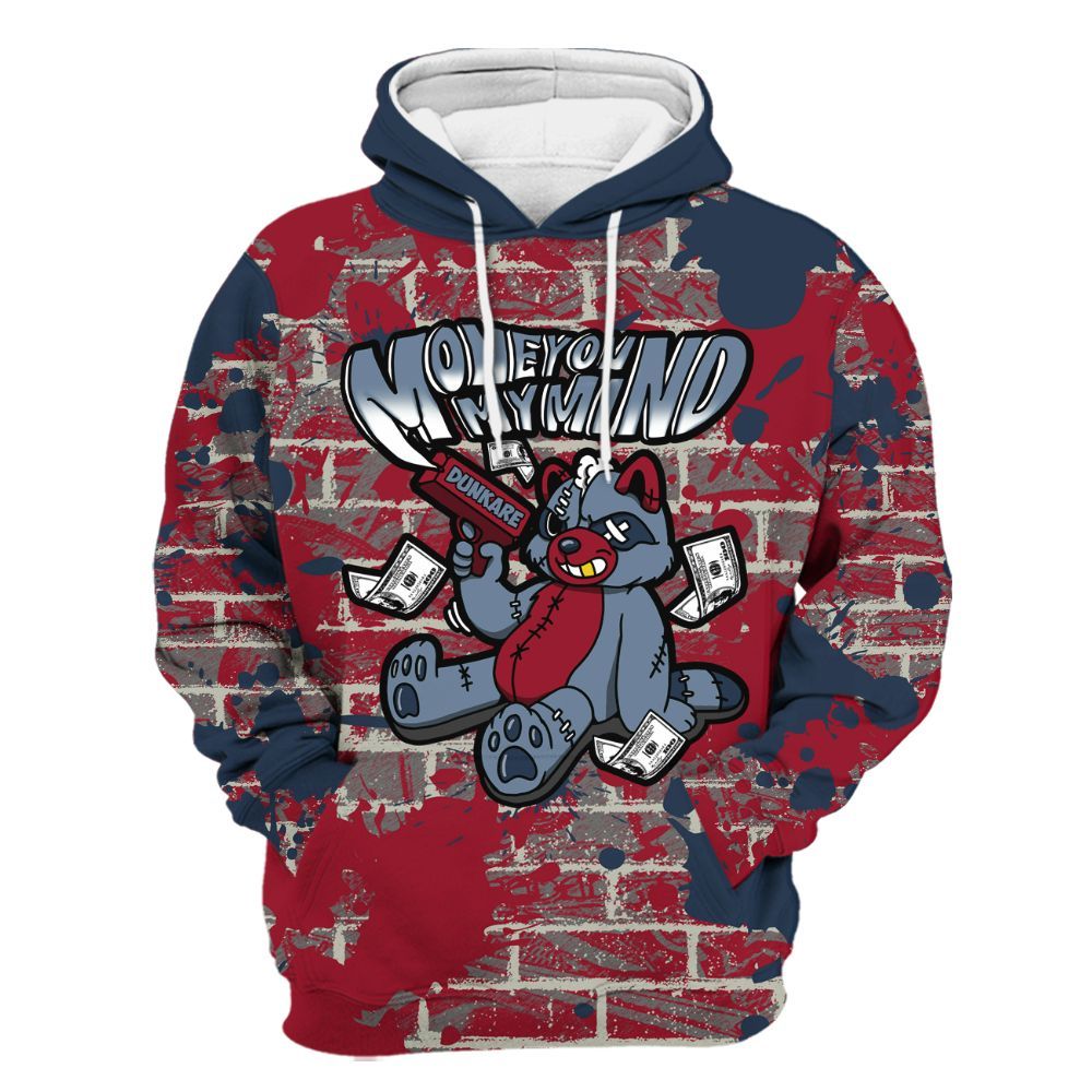 Hoodie To Match Navy Blue 2024 6s - Money On My Mind Raccoon Brick All Over Print