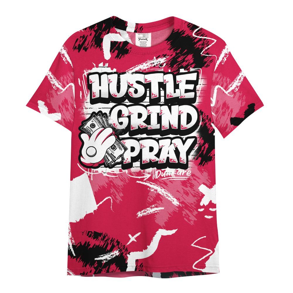 Shirt To Match Black Toe 14s - Hustle Grind Pray Graphic Street Style All Over Print