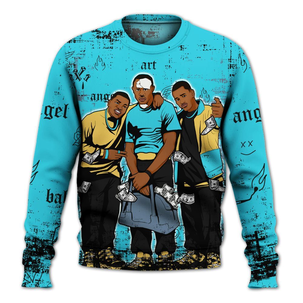 Sweatshirt To Match Retro Gamma Blue 11s - Paid In Full Money All Over Print