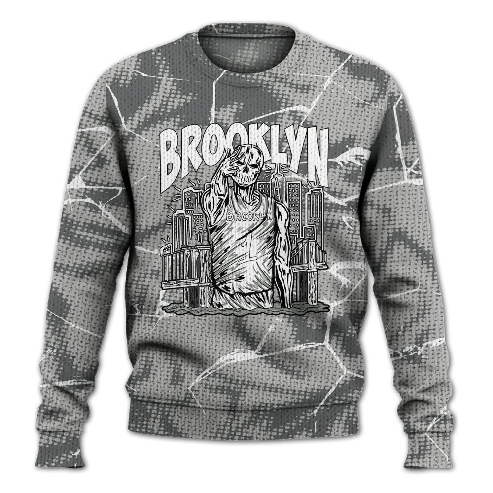 Knitted Sweater To Match Retro Wet Cement 4s - Brooklyn's Skeleton Crack