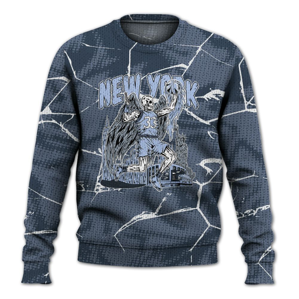 Knitted Sweater To Match Low Diffused Blue 11s - Ewing Era Skeleton Crack