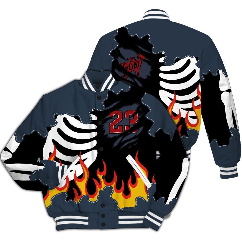Varsity Jacket To Match Retro Olympic 6s - Burning Skeleton 23 G.O.A.T All Over Print