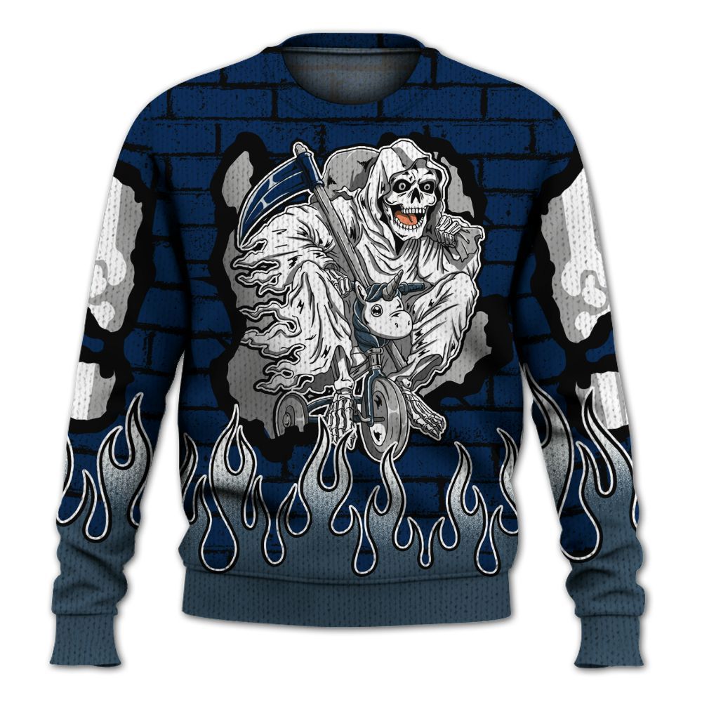 Knitted Sweater To Match SB White Navy 4s - Self Make Skeleton Crashed