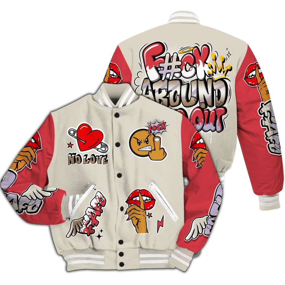 Varsity Jacket To Match Peanut Butter Jelly 5s - FK Around Find Out All Over Print