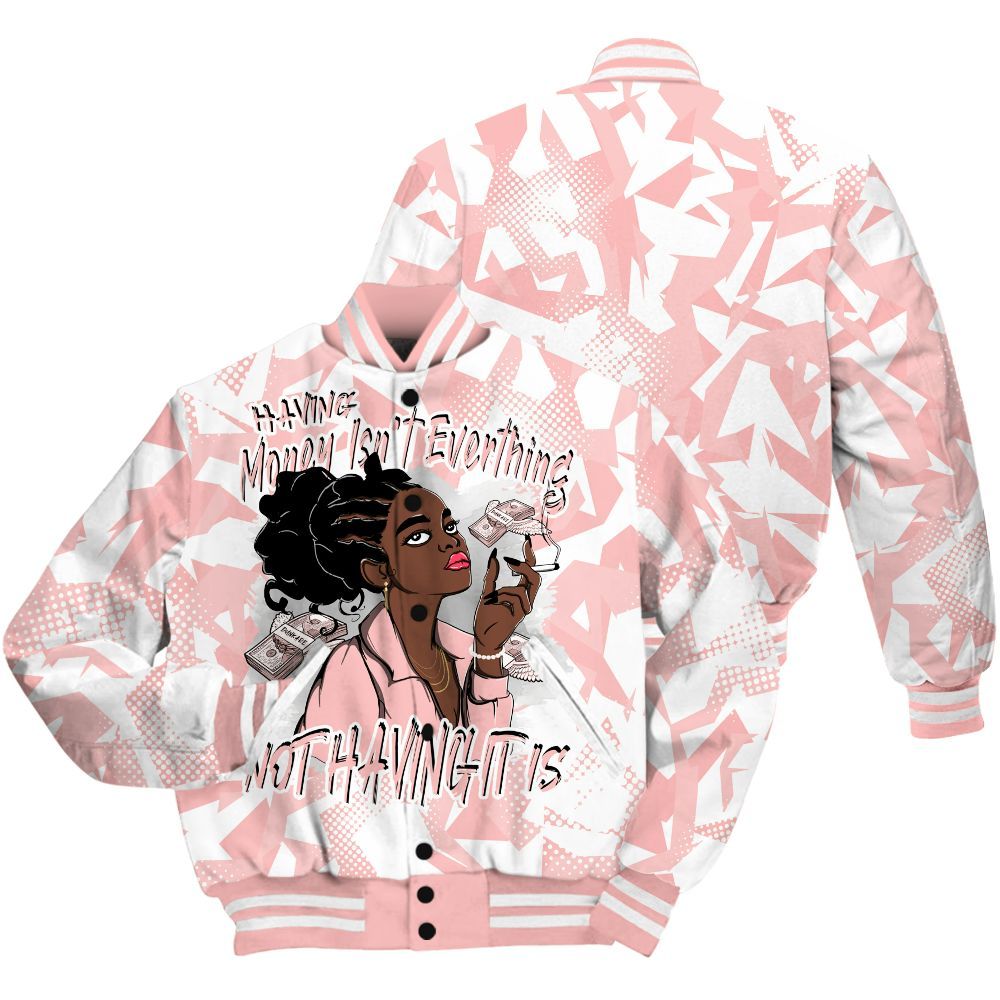 Varsity Jacket To Match Low Legend Pink 11s - Having Money Isn't Everthing Retro All Over Print