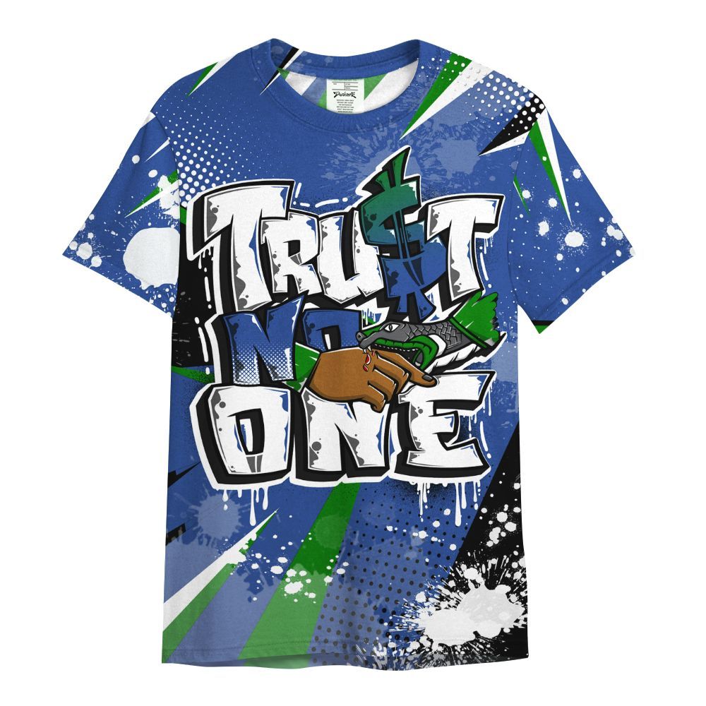 Shirt To Match Retro Hyper Royal 13s - Poly Trust No One Dripping All Over Print