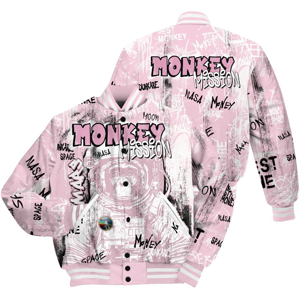 Varsity Jacket To Match Orchid 4s Shirt, Monkey Misson Space All Over Print
