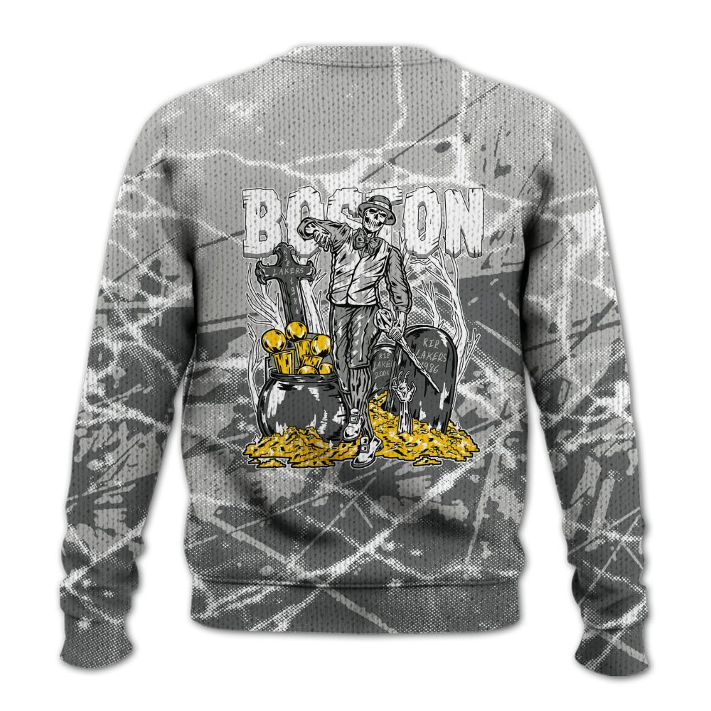 Knitted Sweater To Match Paris Cement Grey 4s - Goldrush Skeleton Profound