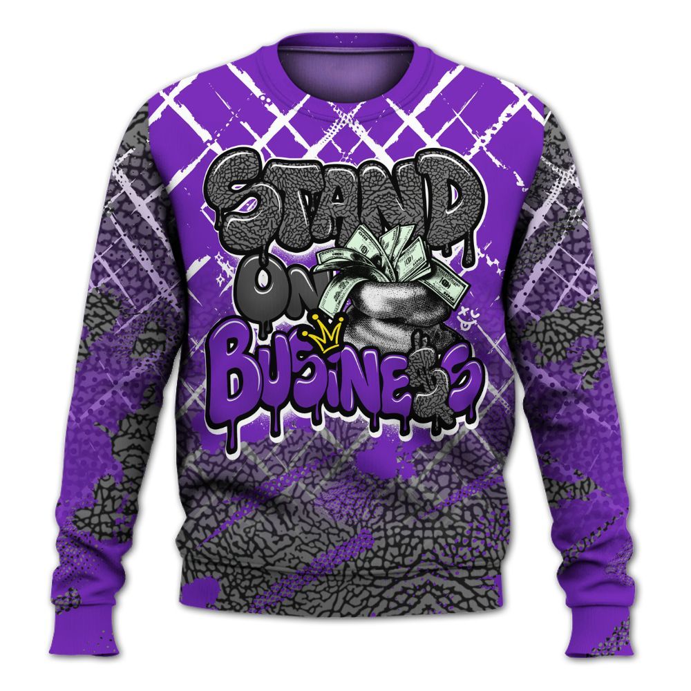 Sweatshirt To Match Retro Dark Iris 3s - Halftone Stand Business Dripping All Over Print