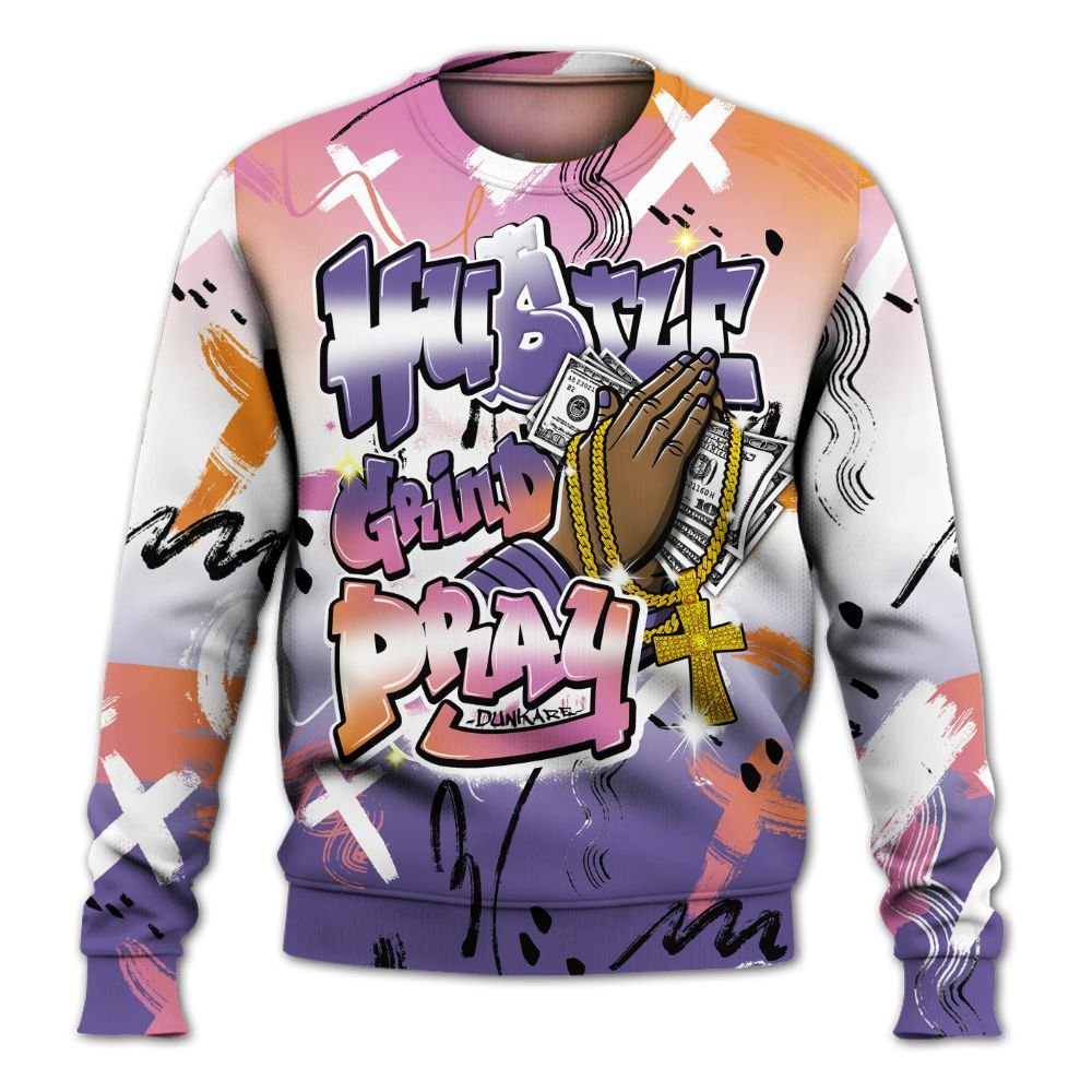 Sweatshirt To Match Book Sunset 1s - Money Hustle Grind Pray All Over Print