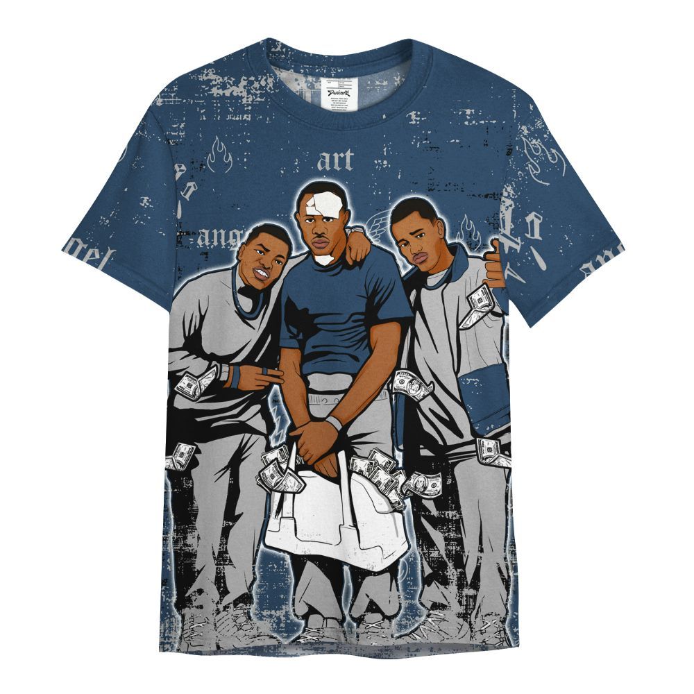 Shirt To Match Retro French Blue 2025 12s - Paid In Full Money All Over Print