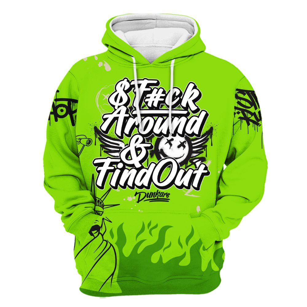 Hoodie To Match Electric Green 6s - Graphic Fck Around Find Out All Over Print
