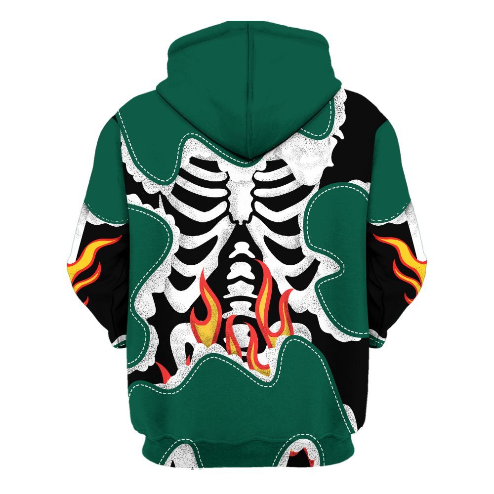 Hoodie To Match Oxidized Green 4s - Skeleton Burning Heart Drip All Over Print
