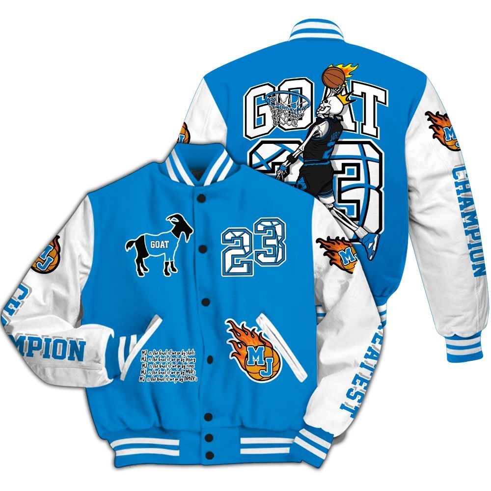 Varsity Jacket To Match Industrial Blue 4s - 23 G.0.A.T Jump Up Basketball All Over Print