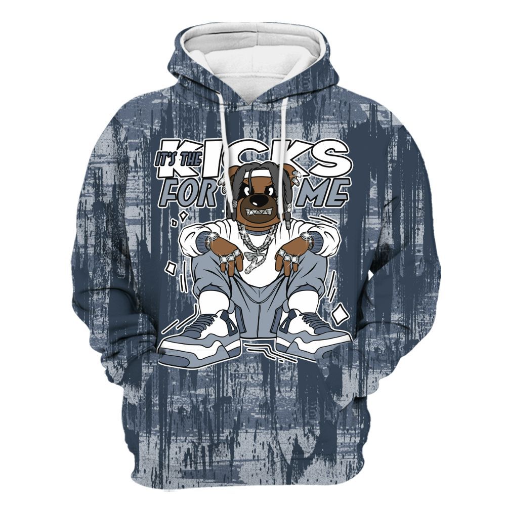 Hoodie To Match Low Diffused Blue 11s - Sneakers Bear Glitch Art All Over Print