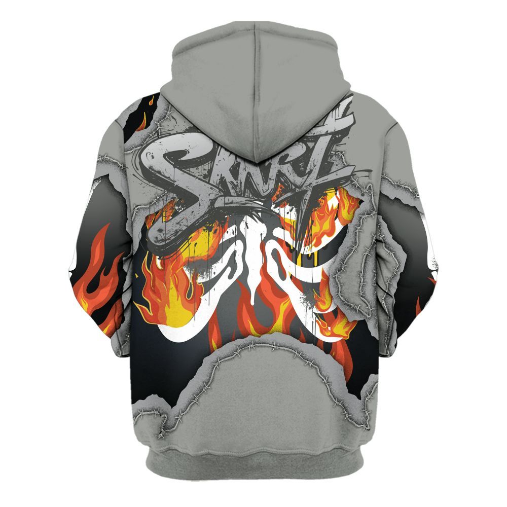 Hoodie To Match Paris Olympics 4s - Skeleton On Fire Skrrt All Over Print