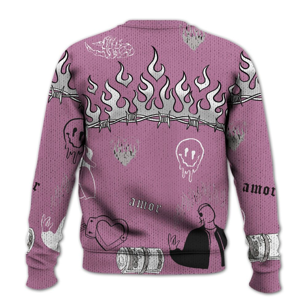 Knitted Sweater To Match Neutral Grey Black White Orchid 4s - Trust No One Graphic