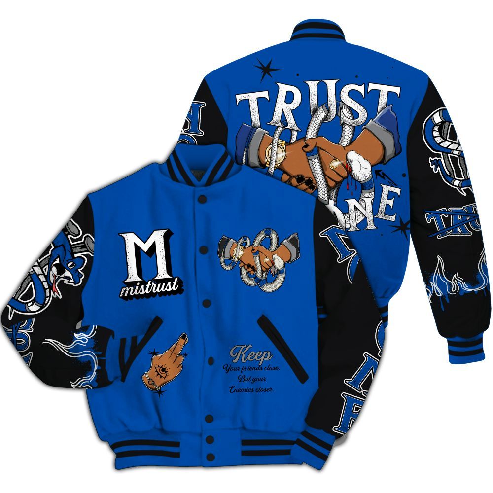 Varsity Jacket To Match Racer Blue 5s - Trust No One Snake-Bite Street Style All Over Print