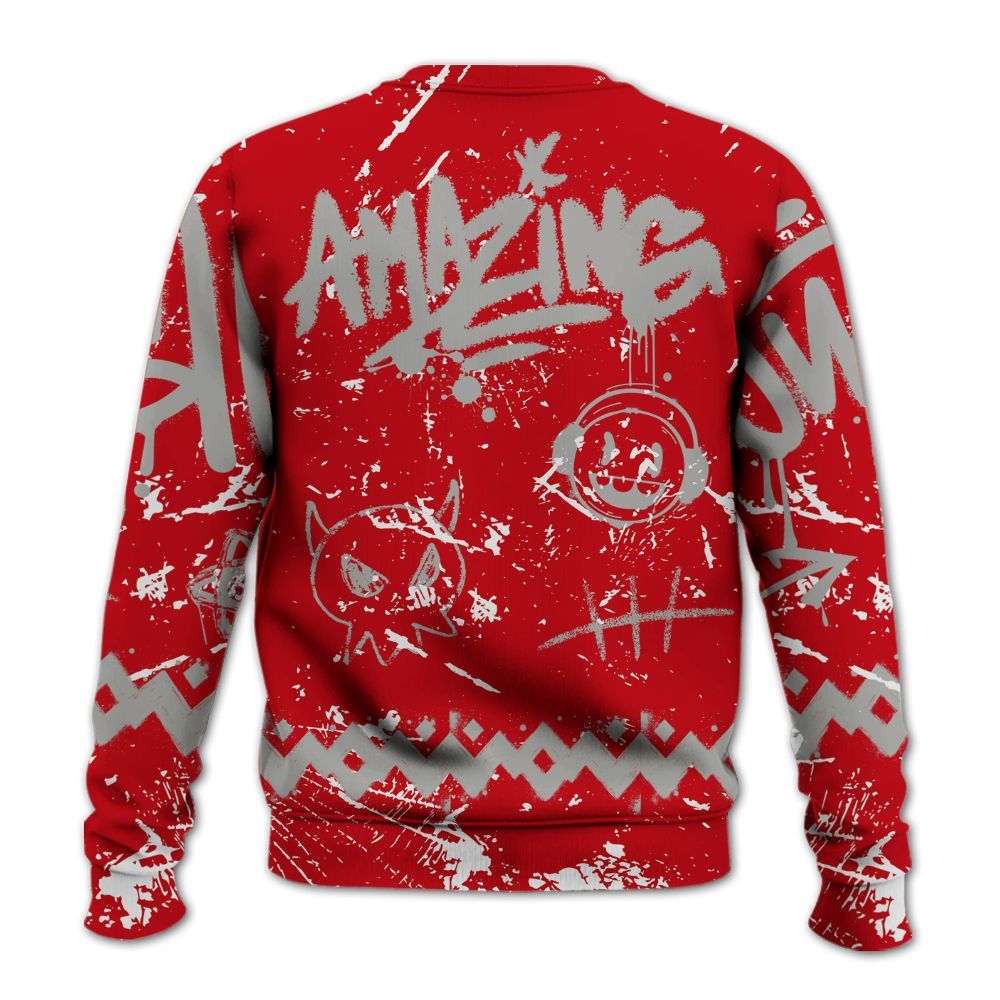 Sweatshirt To Match Air Griffey Max Gray Reds 1s - Friday Sneaker Crayon All Over Print