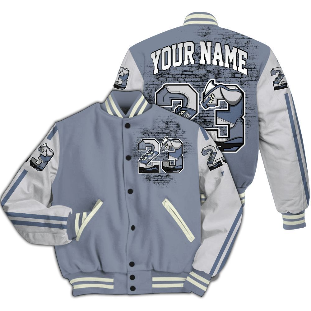 Varsity Jacket To Match Retro High OG Cool Grey 1s - Custom Name Number 23 5s All Over Print