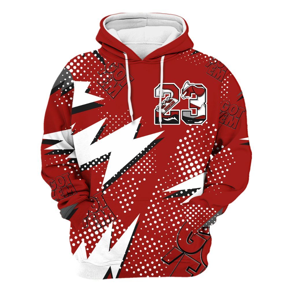 Hoodie To Match High OG Varsity Red 1s - Custom Name Number 23 5s All Over Print