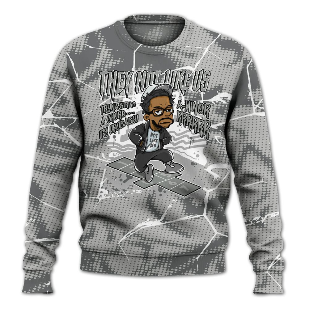 Sweatshirt To Match Retro Wet Cement 4s - Hopscotch Dislike Us Graphic Crack All Over Print