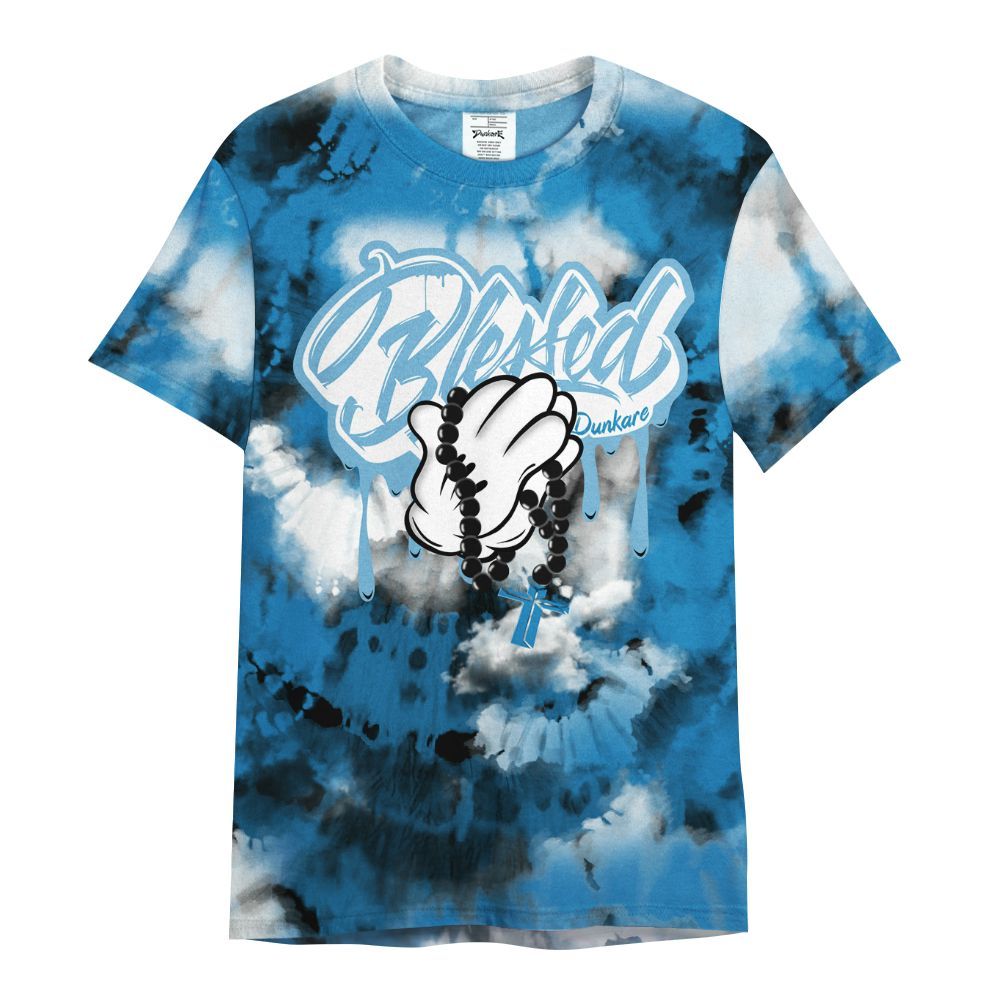 Shirt To Match Retro University Blue 9s - God Blessed Tie Dye All Over Print