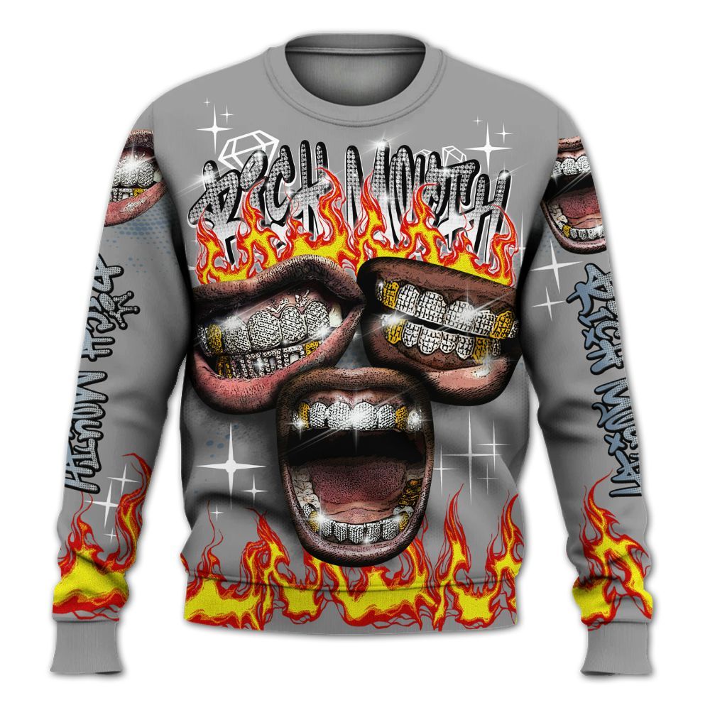 Sweatshirt To Match Black Chrome 6s - Rich Mouth Fire Rap Retro 90s All Over Print