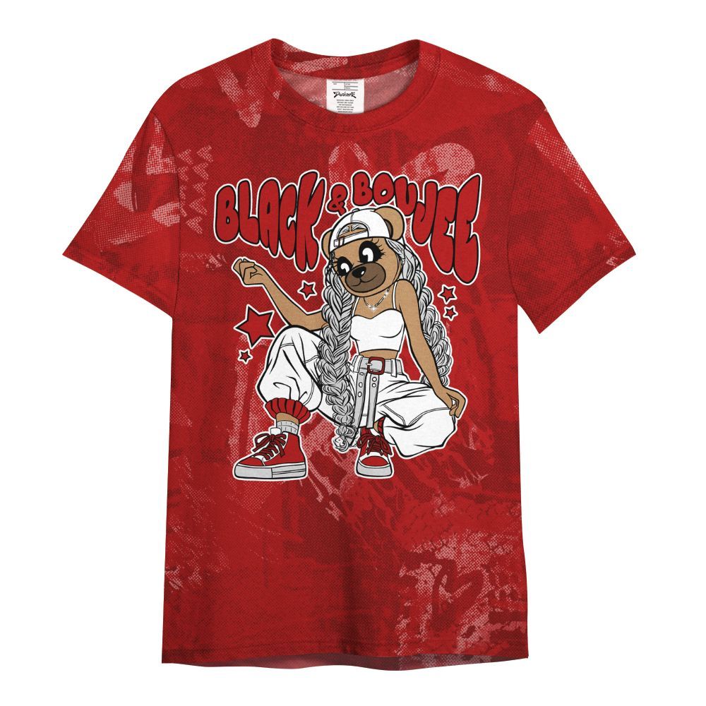 Shirt To Match Red Taxi 12s - Boujee Girls Bear Heart Grunge All Over Print